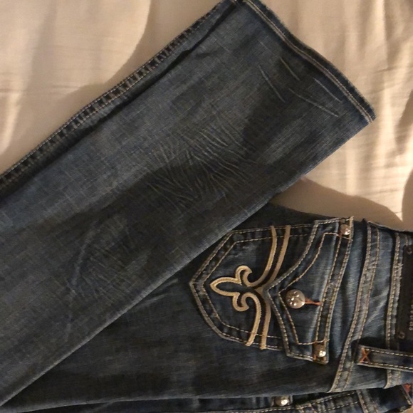 SALE Rock Revival heavy denim, distressed boot cut jeans. Low rise. - Picture 5 of 6